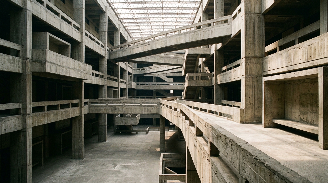 The Monolithic Atrium: 5 Brutalist Architectural Walkways and Silent ...